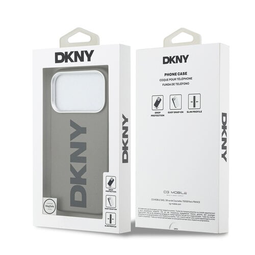 DKNY DKNY iPhone 17 Pro/iPhone 18 Pro Handyhülle MagSafe Vollständig bezogen mit großem vertikalem Logo - Beige
