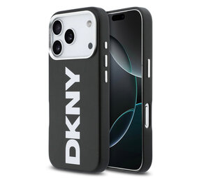 DKNY DKNY iPhone 17 Pro Backcover hoesje - MagSafe - Full Wrap With Large Vertical Logo - Zwart