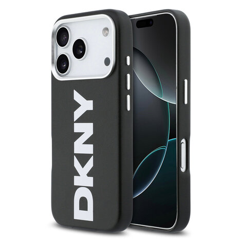 DKNY DKNY iPhone 17 Pro Backcover hoesje - MagSafe - Full Wrap With Large Vertical Logo - Zwart