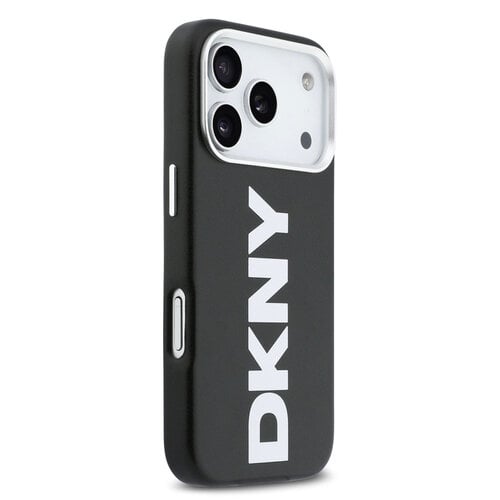 DKNY DKNY iPhone 17 Pro/iPhone 18 Pro Handyhülle MagSafe Vollständig bezogen mit großem vertikalem Logo - Schwarz