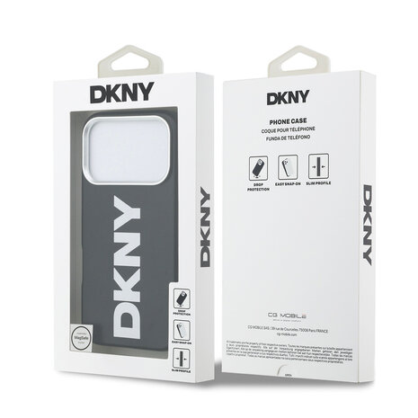 DKNY DKNY iPhone 17 Pro Backcover hoesje - MagSafe - Full Wrap With Large Vertical Logo - Zwart