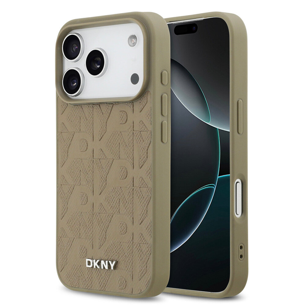 DKNY DKNY iPhone 17 Pro Back cover coque - MagSafe - Grid Pattern - Taupe