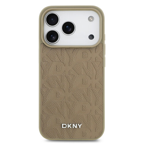 DKNY DKNY iPhone 17 Pro/iPhone 18 Pro Backcoverhoesje MagSafe Rasterpatroon - Taupe