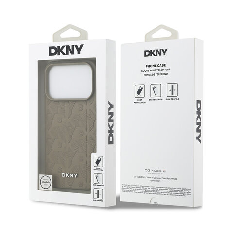 DKNY DKNY iPhone 17 Pro Back cover case - MagSafe - Grid Pattern - Taupe DKNY DKNY iPhone 17 Pro Back cover case - MagSafe - Grid Pattern - Taupe
