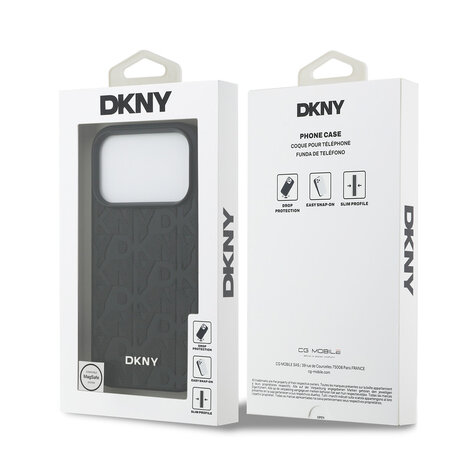 DKNY DKNY iPhone 17 Pro Back cover coque - MagSafe - Grid Pattern - Noir
