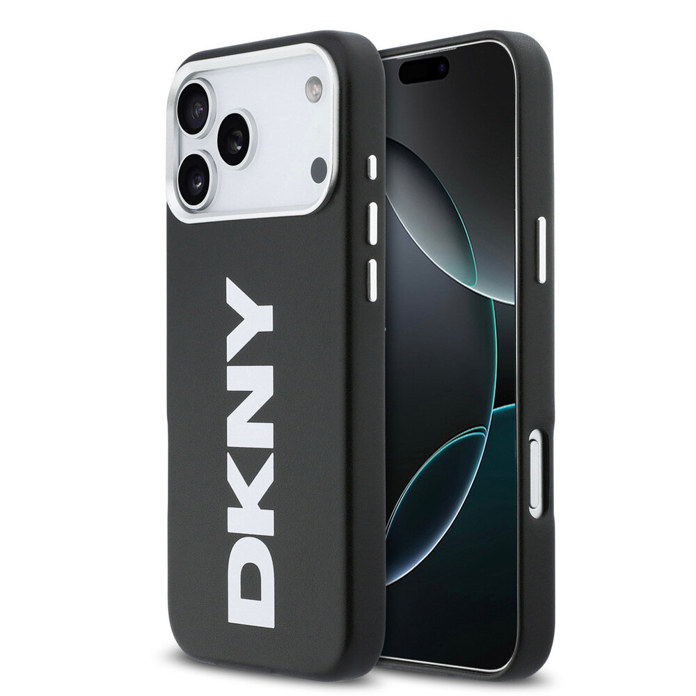 DKNY DKNY iPhone 17 Pro Max Backcover hoesje - MagSafe - Full Wrap With Large Vertical Logo - Zwart DKNY DKNY iPhone 17 Pro Max Backcover hoesje - MagSafe - Full Wrap With Large Vertical Logo - Zwart