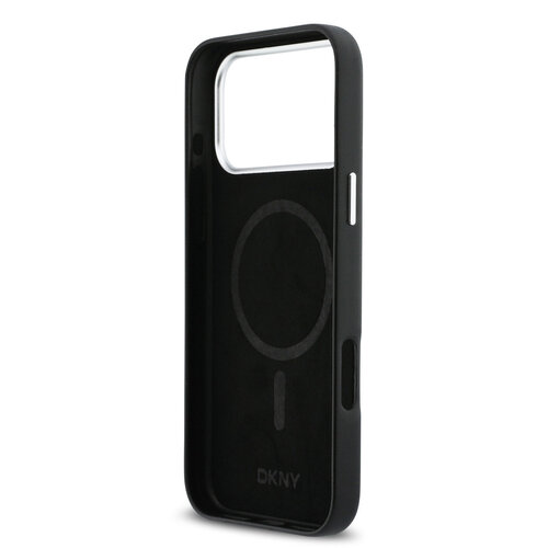 DKNY DKNY iPhone 17 Pro Max/iPhone 18 Pro Max Backcoverhoesje MagSafe Volledig bekleed met groot verticaal logo - Zwart