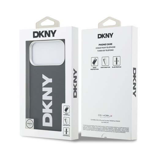 DKNY DKNY iPhone 17 Pro Max/iPhone 18 Pro Max Handyhülle MagSafe Vollständig bezogen mit großem vertikalem Logo - Schwarz