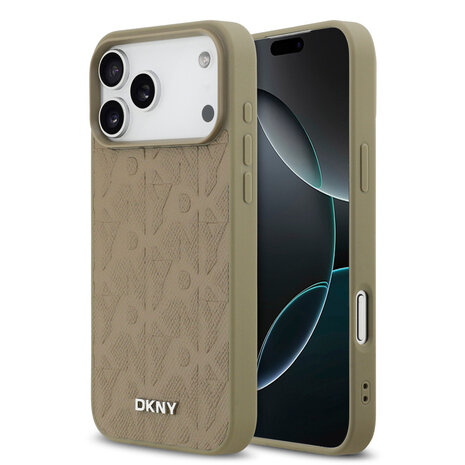 DKNY DKNY iPhone 17 Pro Max Back cover case - MagSafe - Grid Pattern - Taupe