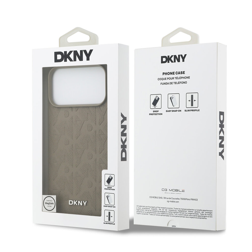 DKNY DKNY iPhone 17 Pro Max Back cover case - MagSafe - Grid Pattern - Taupe