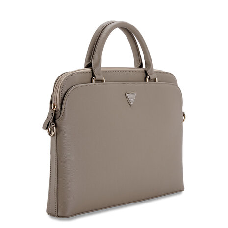 Guess Guess 15 Inch Laptop and Tablet tas - Grained Zipper Pocket - Triangle Logo - Bruin Guess Guess 15 Inch Laptop and Tablet tas - Grained Zipper Pocket - Triangle Logo - Bruin