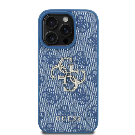 Guess Guess iPhone 16 Pro Back cover coque - MagSafe - 4G Classic Logo With Strap - Bleu Guess Guess iPhone 16 Pro Back cover coque - MagSafe - 4G Classic Logo With Strap - Bleu