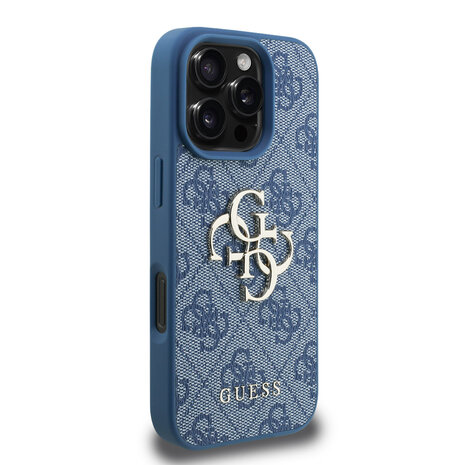 Guess Guess iPhone 16 Pro Back cover case - MagSafe - 4G Classic Logo With Strap - Blue