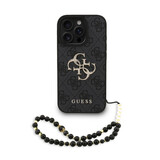 Guess Guess iPhone 16 Pro Backcover hoesje - MagSafe - 4G Classic Logo With Strap - Zwart