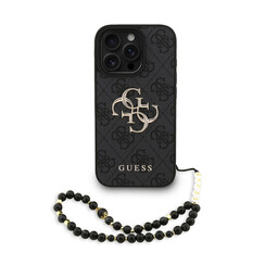 Guess iPhone 16 Pro Back-Cover hul - MagSafe - 4G Classic Logo With Strap - Schwarz
