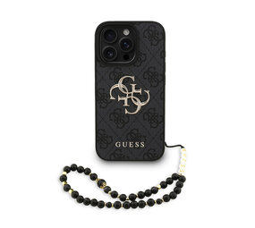 Guess Guess iPhone 16 Pro Backcover hoesje - MagSafe - 4G Classic Logo With Strap - Zwart Guess Guess iPhone 16 Pro Backcover hoesje - MagSafe - 4G Classic Logo With Strap - Zwart