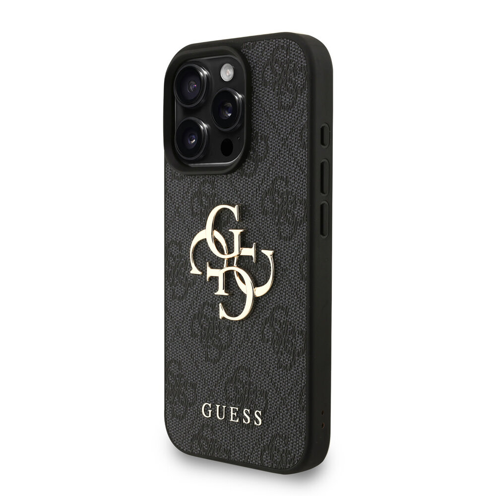 Guess Guess iPhone 16 Pro Back cover coque - MagSafe - 4G Classic Logo With Strap - Noir