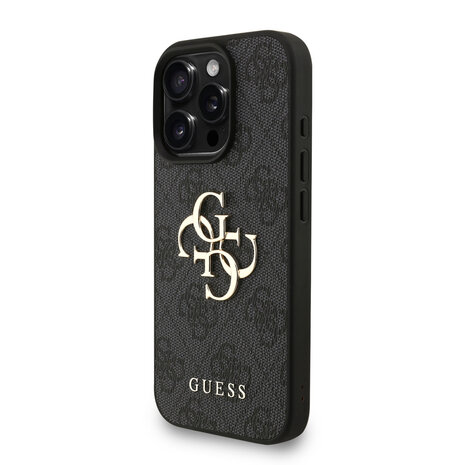 Guess Guess iPhone 16 Pro Back cover coque - MagSafe - 4G Classic Logo With Strap - Noir