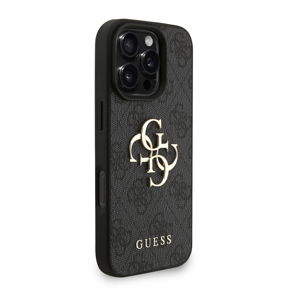 Guess Guess iPhone 16 Pro Back-Cover hul - MagSafe - 4G Classic Logo With Strap - Schwarz Guess Guess iPhone 16 Pro Back-Cover hul - MagSafe - 4G Classic Logo With Strap - Schwarz