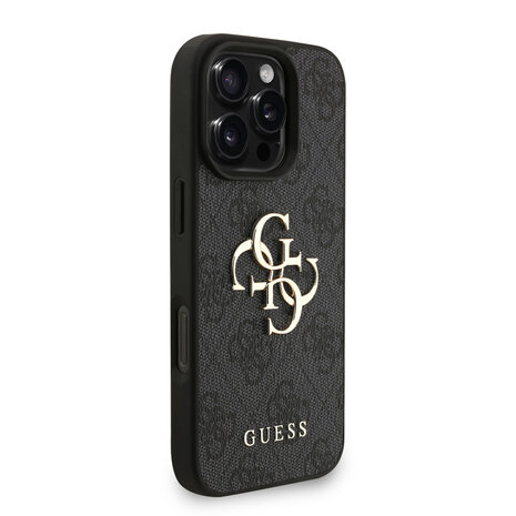 Guess Guess iPhone 16 Pro Back-Cover hul - MagSafe - 4G Classic Logo With Strap - Schwarz Guess Guess iPhone 16 Pro Back-Cover hul - MagSafe - 4G Classic Logo With Strap - Schwarz