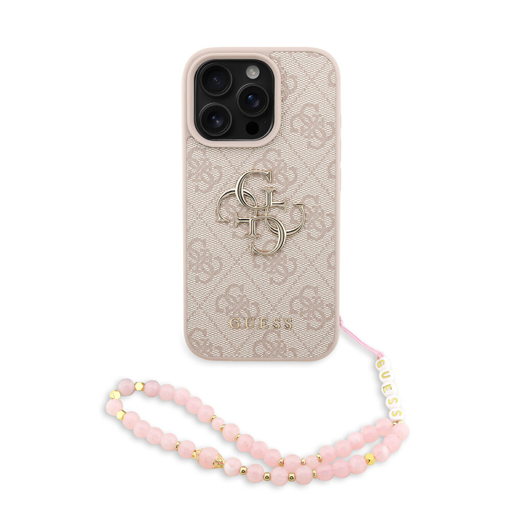 Guess Guess iPhone 16 Pro Back cover coque - MagSafe - 4G Classic Logo With Strap - Rose