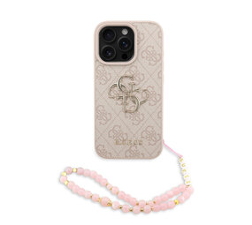 Guess Guess iPhone 16 Pro Back cover case - MagSafe - 4G Classic Logo With Strap - Pink Guess Guess iPhone 16 Pro Back cover case - MagSafe - 4G Classic Logo With Strap - Pink