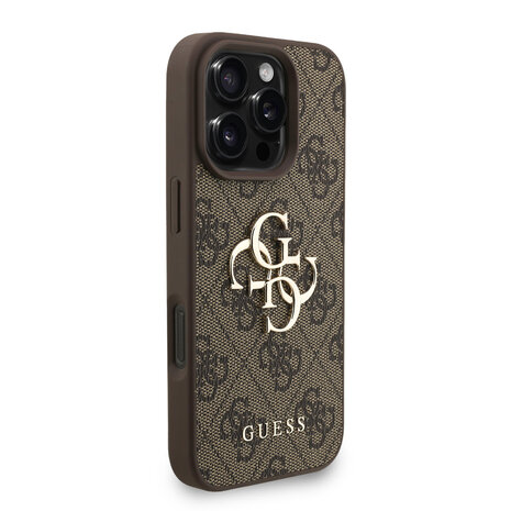Guess Guess iPhone 16 Pro Back cover case - MagSafe - 4G Classic Logo With Strap - Brown Guess Guess iPhone 16 Pro Back cover case - MagSafe - 4G Classic Logo With Strap - Brown