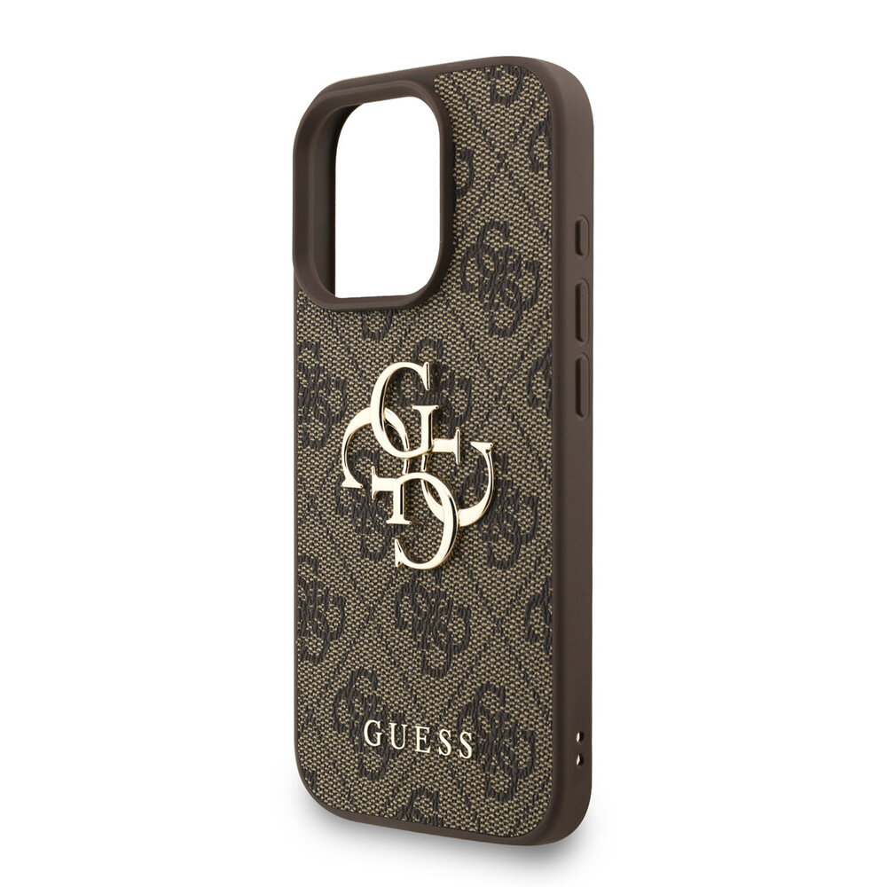 Guess Guess iPhone 16 Pro Back cover case - MagSafe - 4G Classic Logo With Strap - Brown Guess Guess iPhone 16 Pro Back cover case - MagSafe - 4G Classic Logo With Strap - Brown