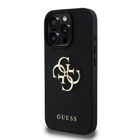 Guess Guess iPhone 16 Pro Back-Cover hul - Grained - Big 4G Logo - Schwarz
