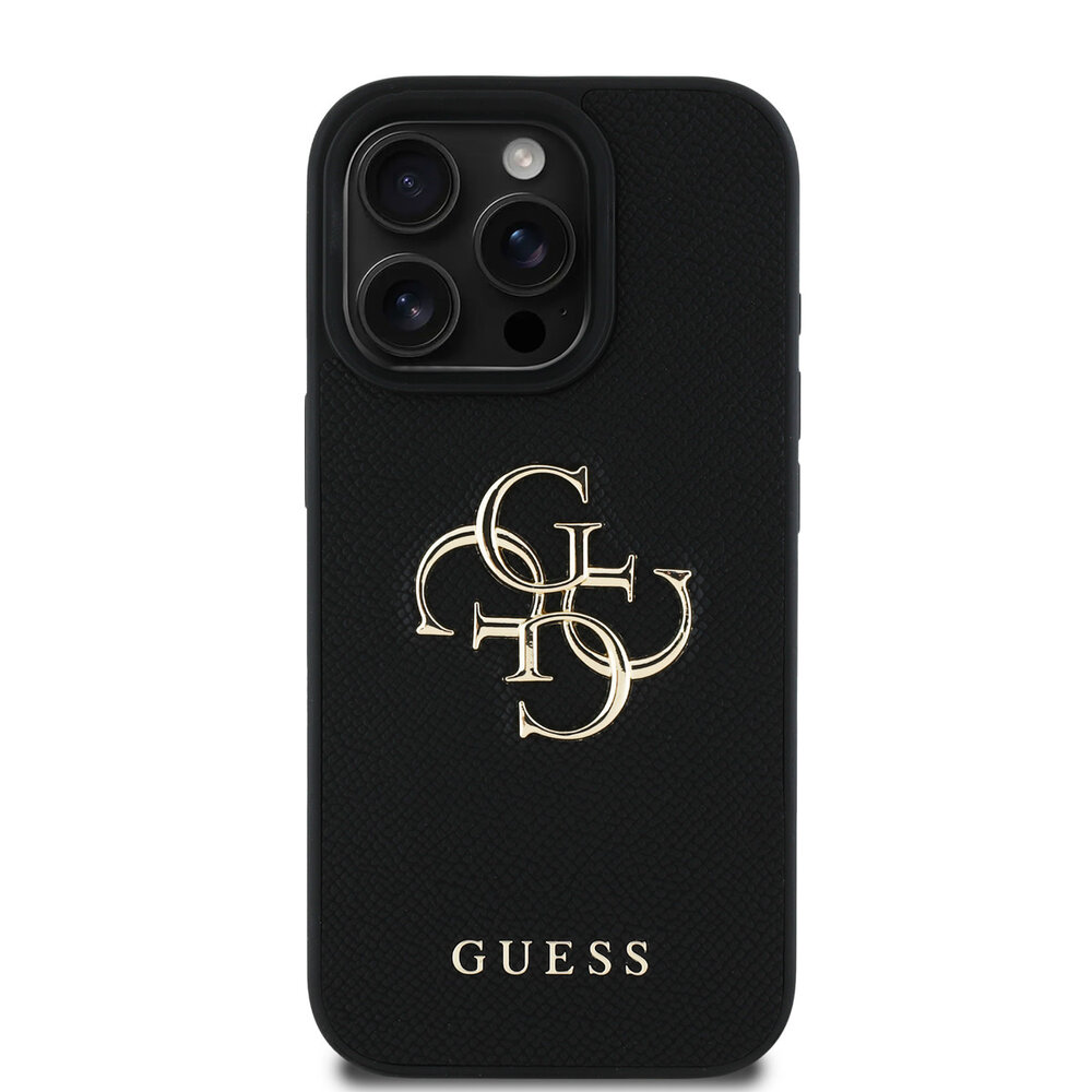 Guess Guess iPhone 16 Pro Back cover coque - Grained - Big 4G Logo - Noir