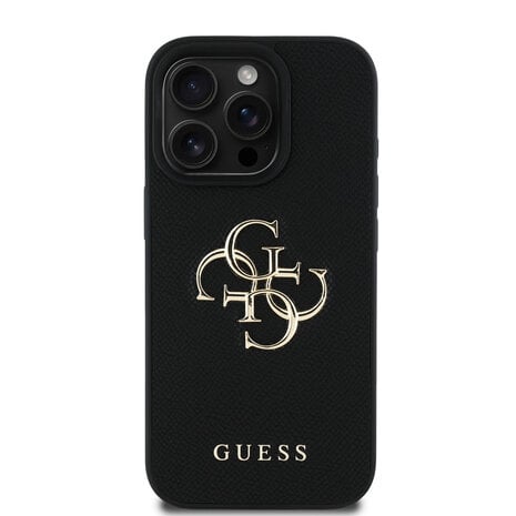 Guess Guess iPhone 16 Pro Back-Cover hul - Grained - Big 4G Logo - Schwarz