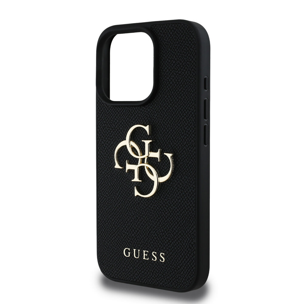 Guess Guess iPhone 16 Pro Back-Cover hul - Grained - Big 4G Logo - Schwarz
