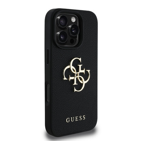 Guess Guess iPhone 16 Pro Back cover coque - Grained - Big 4G Logo - Noir