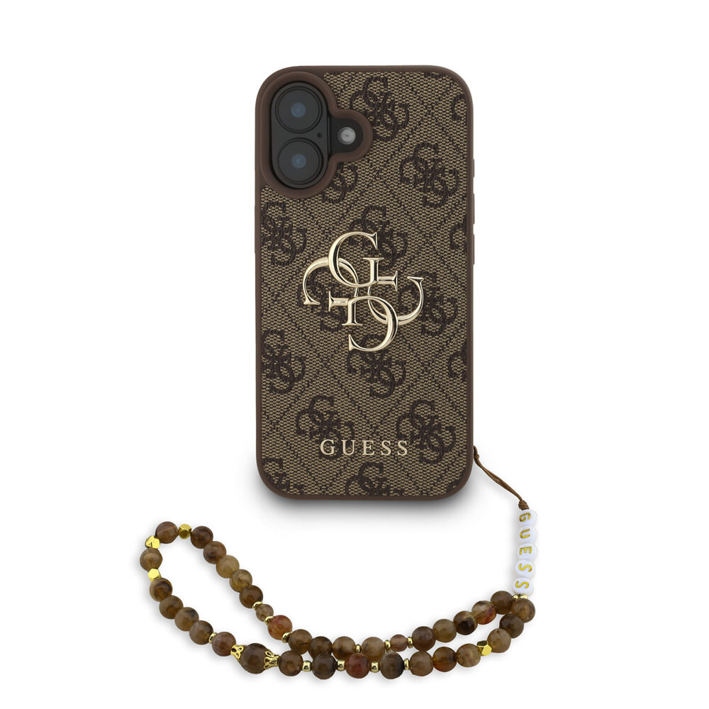 Guess Guess iPhone 16 Plus Back cover case - MagSafe - 4G Classic Logo With Strap - Brown