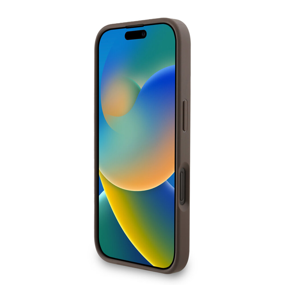 Guess Guess iPhone 16 Plus Backcover hoesje - MagSafe - 4G Classic Logo With Strap - Bruin