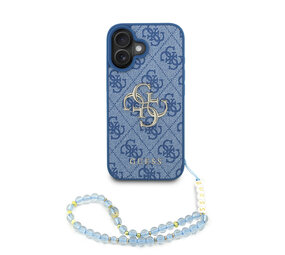 Guess Guess iPhone 16 Backcover hoesje - MagSafe - 4G Classic Logo With Strap - Blauw Guess Guess iPhone 16 Backcover hoesje - MagSafe - 4G Classic Logo With Strap - Blauw