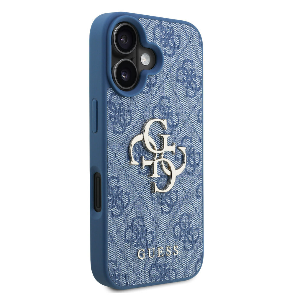 Guess Guess iPhone 16 Backcover hoesje - MagSafe - 4G Classic Logo With Strap - Blauw Guess Guess iPhone 16 Backcover hoesje - MagSafe - 4G Classic Logo With Strap - Blauw