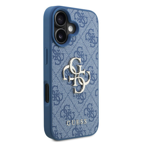 Guess Guess iPhone 16 Backcover hoesje - MagSafe - 4G Classic Logo With Strap - Blauw Guess Guess iPhone 16 Backcover hoesje - MagSafe - 4G Classic Logo With Strap - Blauw