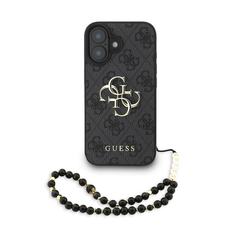 Guess Guess iPhone 16 Back-Cover hul - MagSafe - 4G Classic Logo With Strap - Schwarz Guess Guess iPhone 16 Back-Cover hul - MagSafe - 4G Classic Logo With Strap - Schwarz