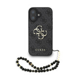 Guess Guess iPhone 16 Back cover case - MagSafe - 4G Classic Logo With Strap - Black