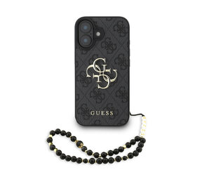 Guess Guess iPhone 16 Back-Cover hul - MagSafe - 4G Classic Logo With Strap - Schwarz