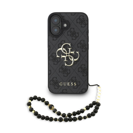 Guess Guess iPhone 16 Back cover coque - MagSafe - 4G Classic Logo With Strap - Noir Guess Guess iPhone 16 Back cover coque - MagSafe - 4G Classic Logo With Strap - Noir