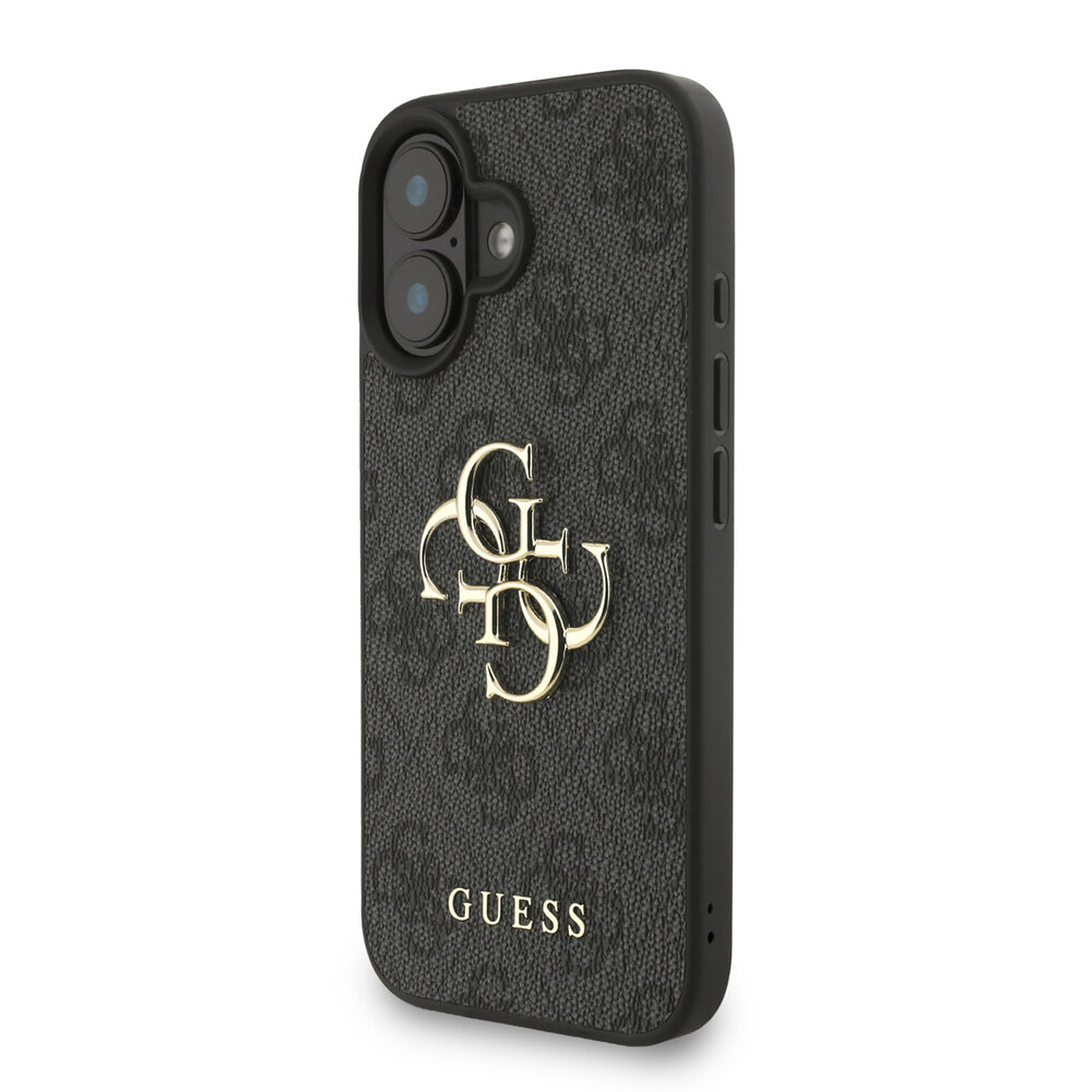 Guess Guess iPhone 16 Back-Cover hul - MagSafe - 4G Classic Logo With Strap - Schwarz Guess Guess iPhone 16 Back-Cover hul - MagSafe - 4G Classic Logo With Strap - Schwarz