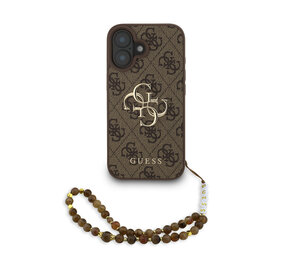 Guess Guess iPhone 16 Back cover coque - MagSafe - 4G Classic Logo With Strap - Marron Guess Guess iPhone 16 Back cover coque - MagSafe - 4G Classic Logo With Strap - Marron