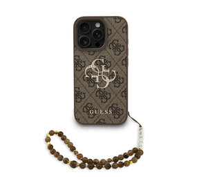 Guess Guess iPhone 16 Pro Max Back cover coque - MagSafe - 4G Classic Logo With Strap - Marron Guess Guess iPhone 16 Pro Max Back cover coque - MagSafe - 4G Classic Logo With Strap - Marron