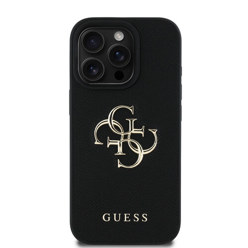 Guess Guess iPhone 16 Pro Max Back-Cover hul - Grained - Big 4G Logo - Schwarz