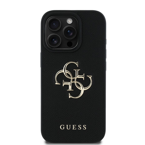 Guess Guess iPhone 16 Pro Max Back-Cover hul - Grained - Big 4G Logo - Schwarz