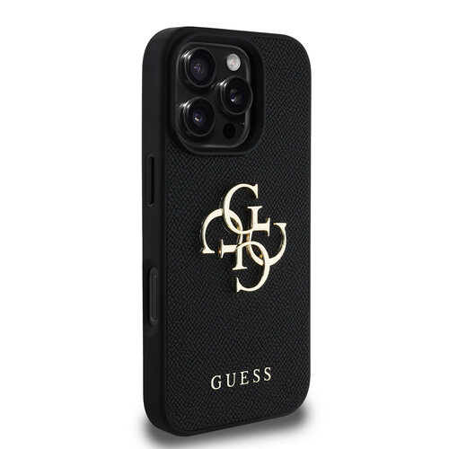 Guess Guess iPhone 16 Pro Max Back-Cover hul - Grained - Big 4G Logo - Schwarz