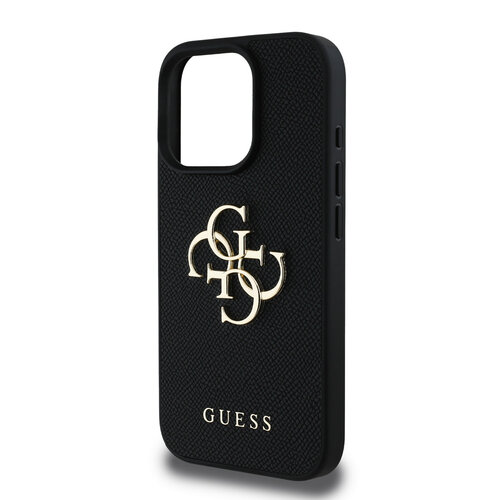 Guess Guess iPhone 16 Pro Max Back cover case - Grained - Big 4G Logo - Black