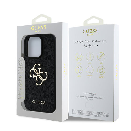 Guess Guess iPhone 16 Pro Max Backcover hoesje - Grained - Big 4G Logo - Zwart
